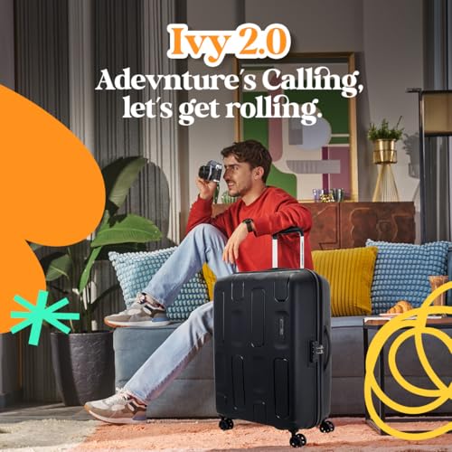 Image of American Tourister Ivy 2.0 | Large Size Check-in Trolley Bag (79 cm) | 360 8 Wheel Travel Luggage | Hard Case Polypropylene (PP) Suitcase | Combination Lock | Black