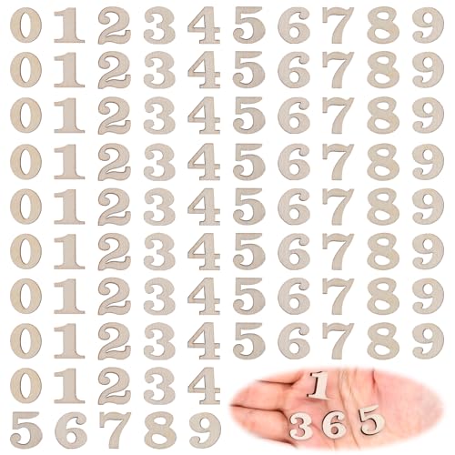 200PCS 0.6inch Natural Wooden Numbers Mixed Wooden 0-9 Numbers Mi...