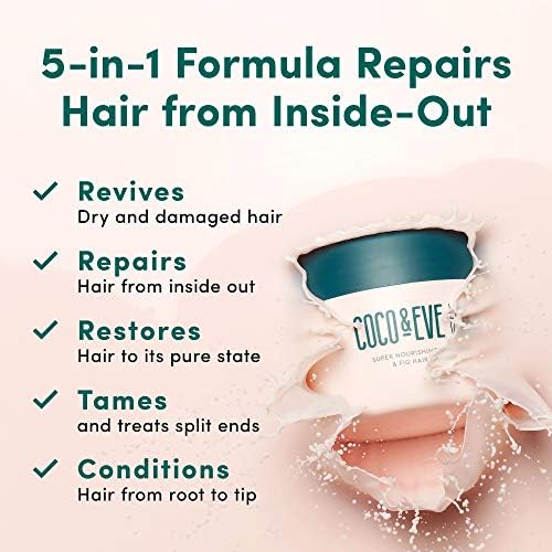 Coco & Eve Like a Virgin Hair Masque - Super Nourishing Fig & Coconut Hair Mask for Dry Damaged Hair| Deep Conditioning Hair Treatment. Shea Moisture Deep Conditioner with Argan Oil for Repair (212ml)