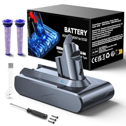 6000mAh V6 Replacement Batteria di Ricambio per Dyson V6 DC62 DC58 DC59 DC61 DC72 DC74 Extra,...
