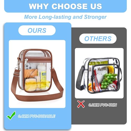 Image of Clear Bag for Stadium Events - Sports Messanger Bag Small Mini Clear Purse for Fan, Concert, Work, Travel