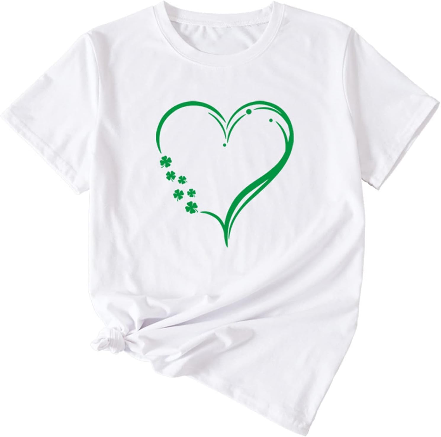 Womens Temperament Short Sleeve Blouses Classic-Fit St. Patrick's Day Print Tops 2023 Summer Round Neck T Shirt