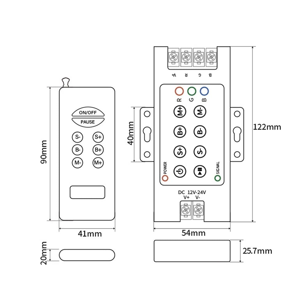 30A Mini Controller Wireless Remoto per Striscia LED RGB Controller Wireless Doppio A 8