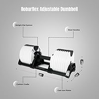Vista 5 de Adjustable Dumbbell (Single) 5-40/80lb, 5lb Increments, for Home Gym Fitness - Upto 20 weight settings