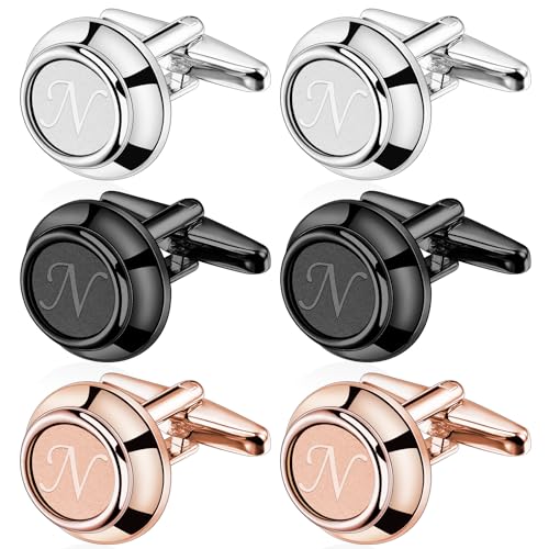 Set de Mancuernillas para Hombre 3 Pares Letras A-Z miniatura 1