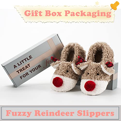 Image of The Metluks Cute Animal House Slippers, Warm Fuzzy Slipper Socks with Grippers Non Slip, Cozy Funny Gifts
