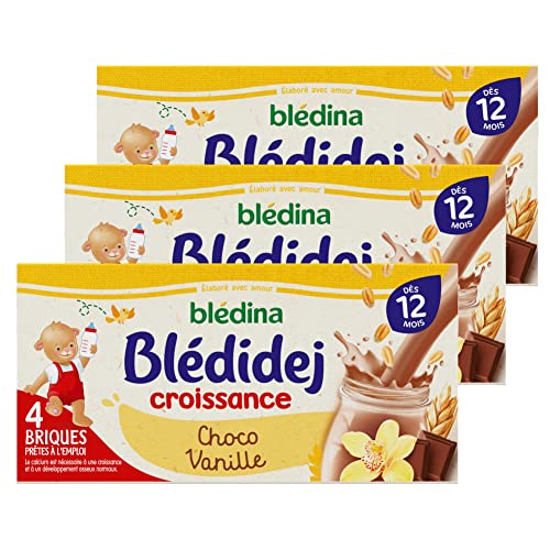 Blédina Blédidej, Céréales bébé Lactées Chocolat Vanille, Dès 12 Mois (1 an), 250 ml (Pack de 3x4 briques) Cover