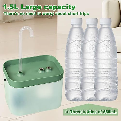 Fuente de agua automática para gatos 1.5L USB verde miniatura 6