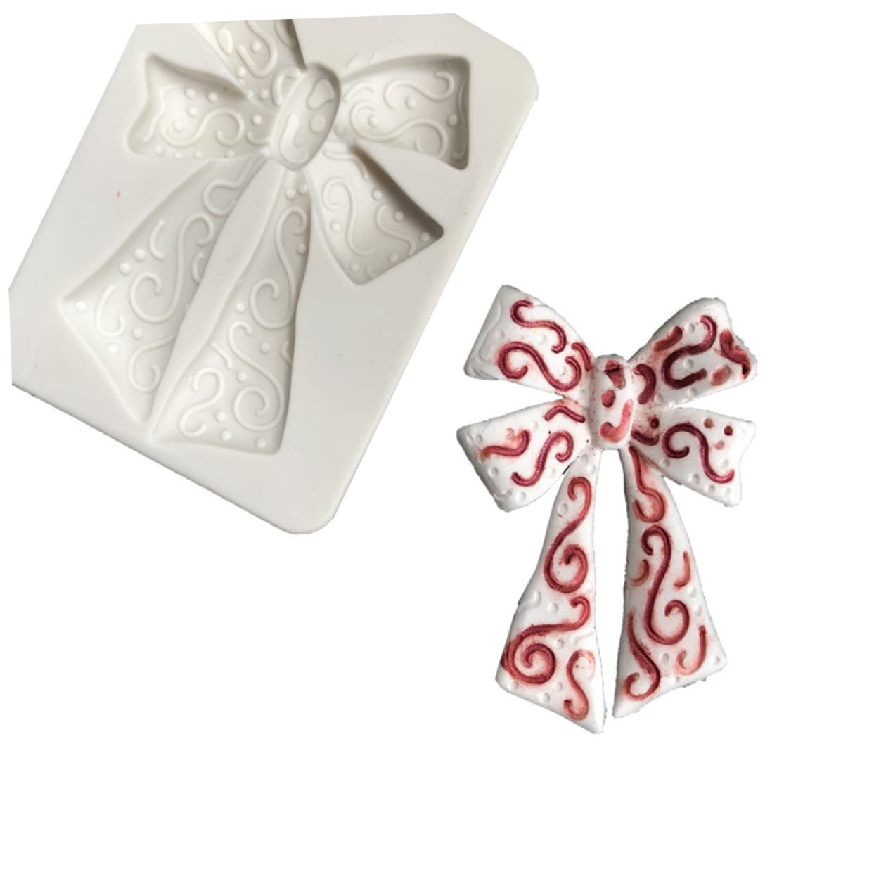 Anneome 3piezas Molde De Silicona Para Fondant Forma De Lazo Herramienta De Decoración De Pasteles Para Hornear Para Cumpleaños Bautizos y Bodas