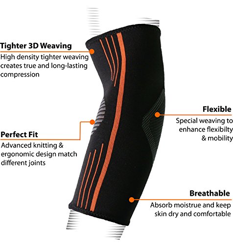 NeoAlly Elbow Compression Sleeve Tendonitis Premium Arm Support Brace for Bursitis Elbow Pain Relief from Tennis Elbow Golf Elbow Lacrosse Elbow and Cricket Elbow