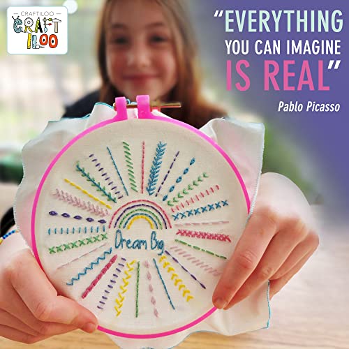 10 Pre-Stamped Embroidery Patterns For Beginners Embroidery Kit For Kids Girls Needlepoint Kits For Beginners Cross Stitch Craft Sewing Perfect For Ages 7-13 #TOP1