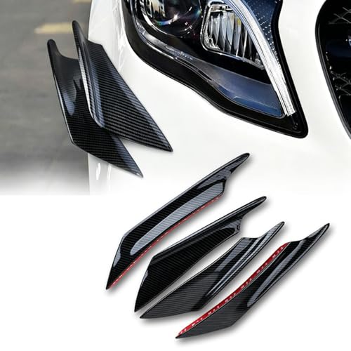 4PCS Car Front Bumper Canard Lips for Suzuki Swift 2014-2026, Car Spoiler Fin Trim Air Knife Splitter Exterior Decoration Kit Body Shapers Winglets,Carbon Fiber Texture
