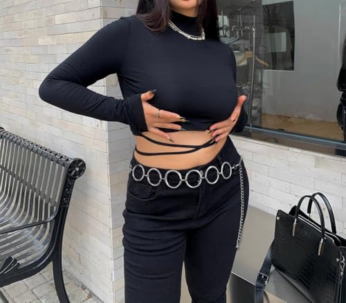 Eyraevor Fashion Chain Belt for Women Adjustable Waist Chain Metal O-Ring Link Chain Belt Belly Chain for Dress Jeans4