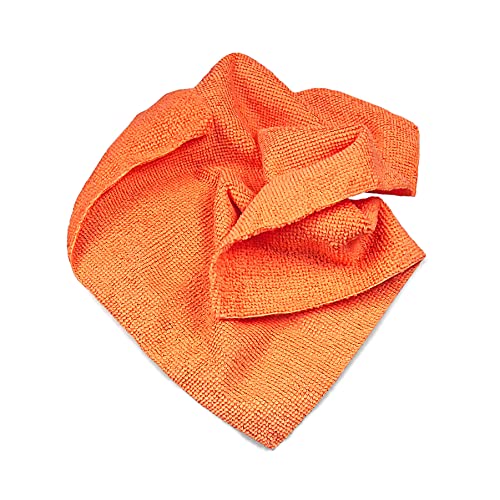 Image of Eurow 200GSM Microfiber Cleaning and Drying Cloths with Dispenser Box, Reusable, Streak-Free, Scratch-Free, Ultra Absorbent, Edgeless for All Surface Types, 12x12in, 50-Pack, Orange