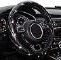 Xizopucy Diamond Leather Bling Steering Wheel Cover, Universal Car Steering Wheel Protector with Crystal Rhinestones Anti-Slip Soft Interior Accessories for Women and Girl Fit 15 inch -Black