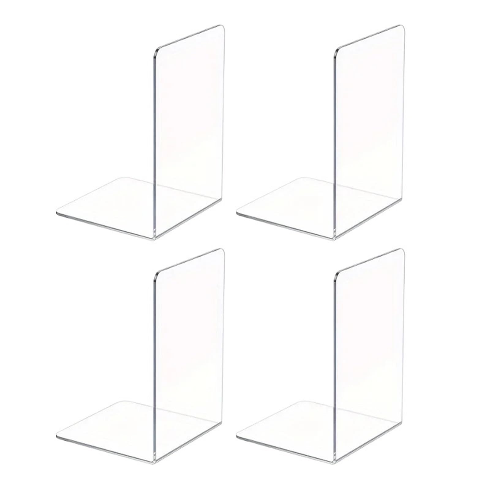 6Pcs Clear Bookends - Desktop Display Stands for Book
