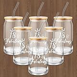 Lallisa 6 Pack 18th Birthday Gifts for Girls Drinking Glasses with Lids and Straw 18th Birthday Decorations Clear Coffee Glass Cups for Daughter Granddaughter Niece Student Party Supplies Favors