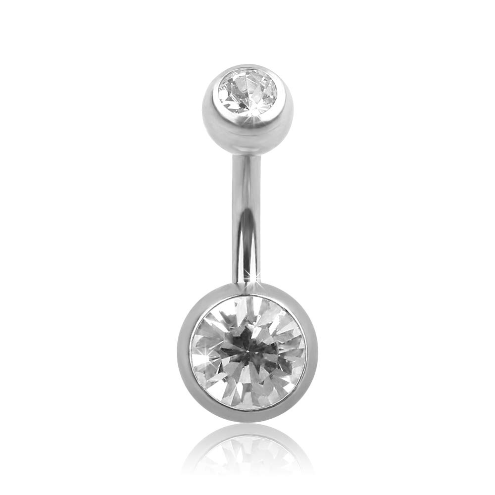GD GOOD.designs Good.Designs Surgical Steel Navel Piercing I Piercing for Women with Zirconia Stone and Crystal