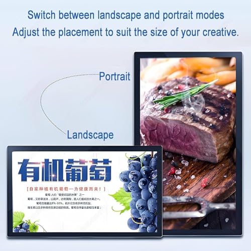 Image of Led Restaurant Menu Board,Restrant Screen,27 inch 4K HD 1000 Nits Wall-Mountable,Android (4+64G) HDMI /WiFi,for Restaurant Wayfinding, Auto Play,Slim Design,Food Businesses 18.5in