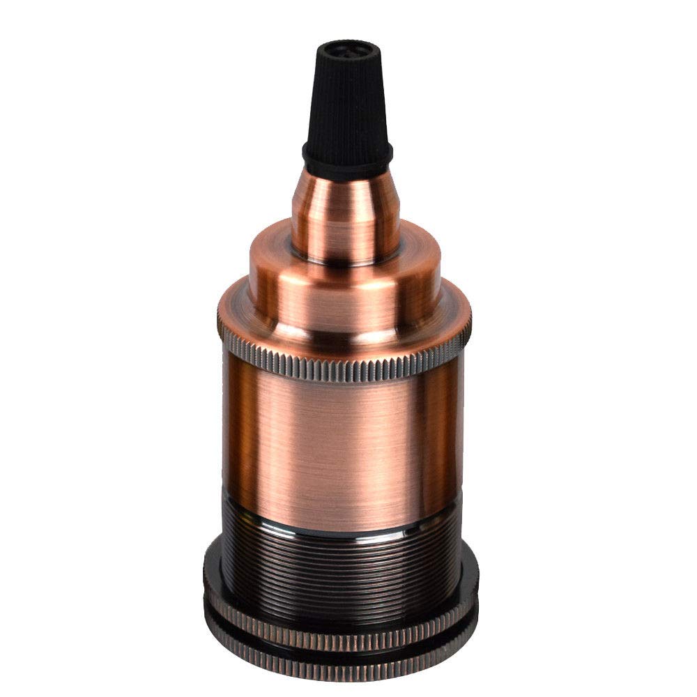 LEDSone DC Voltage E27 Vintage Solid Bulb Socket, E27 Lamp Holder Base, Edison Screw E27 Wall Socket Light Bulb Socket Adapter, AC 120-240V - Copper