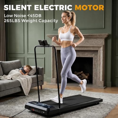 Image of Walking Treadmil with Incline - 2.5HP Portable Treadmill for Home Office, Compact Running Walking Machine with Remote Control, LED Display, Quiet Walking Machine, 265LB Capacity