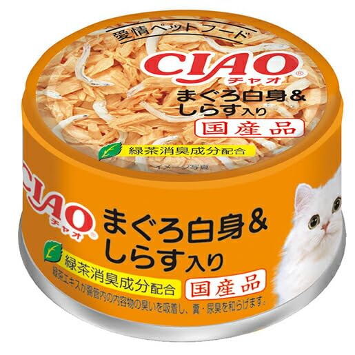 CIAO ホワイティ まぐろ白身＆しらす入り 猫用　缶詰　ウエットフード Amazon.co.jp: チャオ ホワイティ 缶 まぐろ白身＆しらす入り 85g×24缶