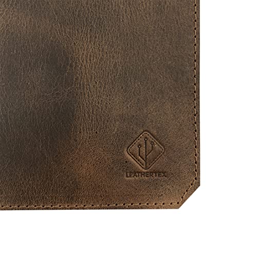 Leathertex, Rustic Rectangle Shape Mouse Pad Handmade From Full Grain Leather - Anti-Slip & Durable Stitched - Gaming Mousepad For Computer, Laptop - Bourbon Brown #TOP3