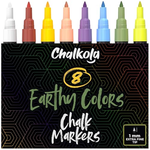 Chalkola Kreidestifte für Tafel Abwaschbar | 8 Kreidemarker pastell 1mm extra feine Spitze | Kreide Stift für Fenster Tafel Whiteboard & als Glasstift. Chalk markers für Erwachsene & Kinder