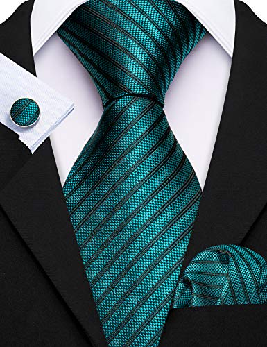 Image of Barry.Wang Men Tie Classic Silk Gift Necktie With Tie Clip Jacquard Woven Neck Ties 6PCS Formal Wedding
