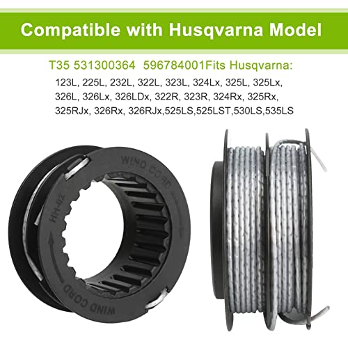 Thten T35 531300364 596784001 Trimmer Spool Line 20Ft 0.095" Compatible With Husqvarna T35 224L 225L 232L 322L 240L 322L 323L 323R Pre-Wound String Trimmer (3 Pack) #TOP2
