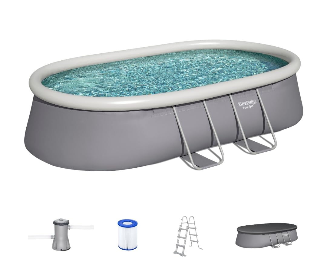 Bestway Piscine autoportante Ovale Fast Set 488 x 305 x 107 cm avec Filtration