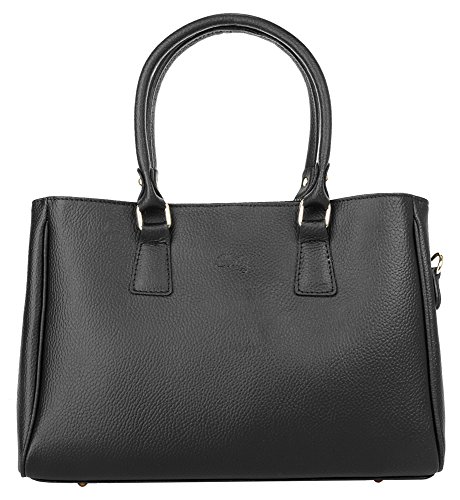 Cluty Handtasche Echt Leder Damen | Made in Italy, Vintage Schultertasche, Tragetasche mit Reißverschluss, große Henkeltasche aus Leder | 017034