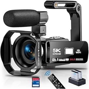 5K Video Camera 64MP Camcorder IR Night Vision Vlogging Camera 18X Zoom WiFi Digital Camera for YouTube 3.0” Touch Screen Recorder Camera with 32GB SD Card, Microphone, 2.4G Remote Control