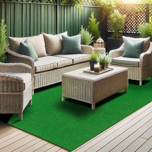 Ottomanson Artificial Grass Turf 7'10' x 20' Indoor Outdoor Faux Grass Rug with Drainage Holes, Customizable with Extra Long Size Options, Perfect for Patio Lawn Balcony Weddings Photoshoot Backdrop