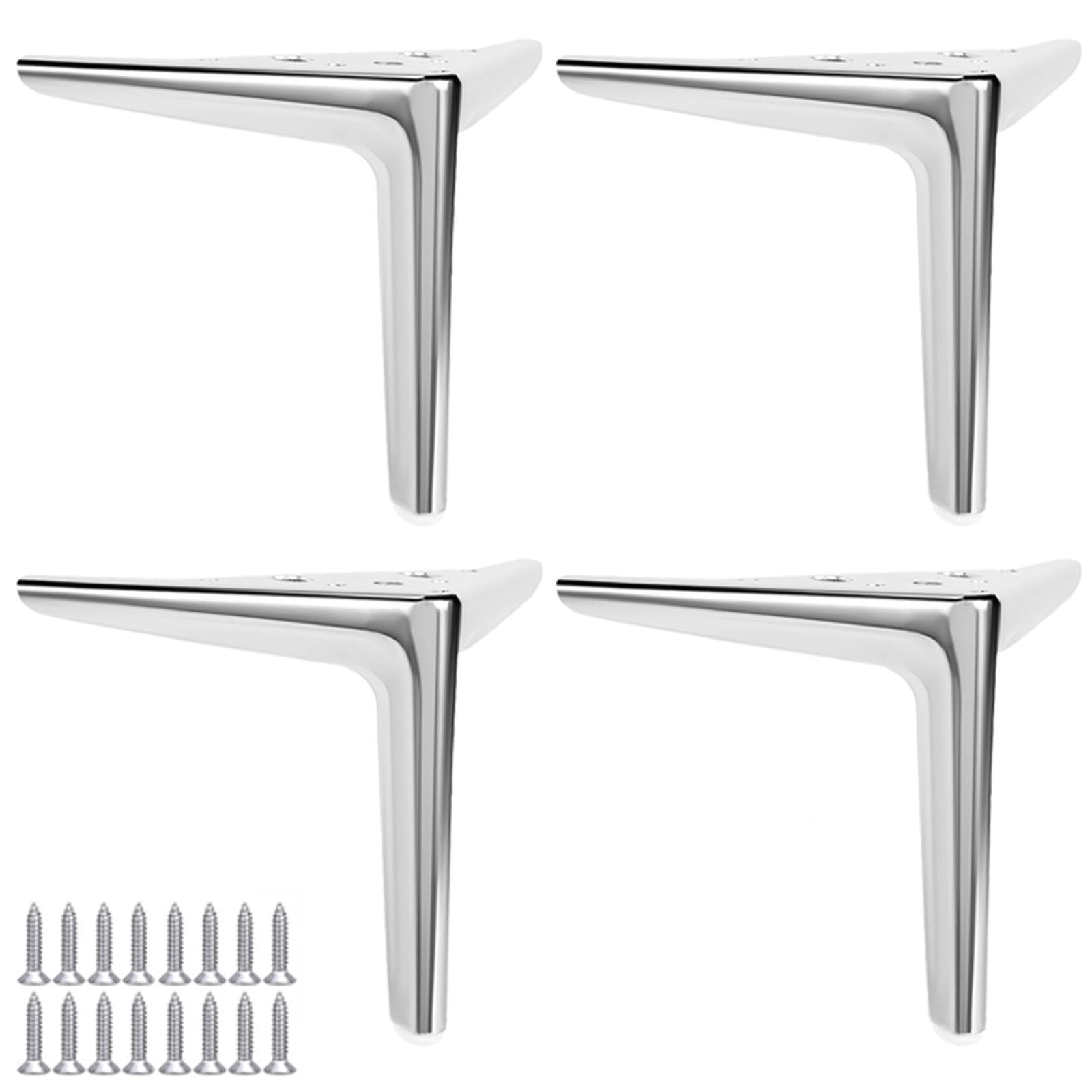 UYHBCNQD Triangle Furniture Legs 4Pcs Replacement Legs Set Sofa Support Leg Metal Cabinets Legs Dresser Extenders Furniture Foot with Screws(Silver,13cm)