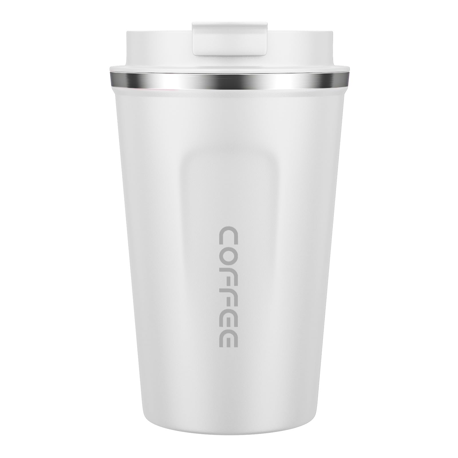 MOMSIV White Coffee Cup, Vacuum Reusable Leakproof Double Wall Coffee Cup, Insulation Stainless Steel Eco-Friendly Travel Office Mug for Hot Coffee Tea and Cold Drinks, 13oz/380ml