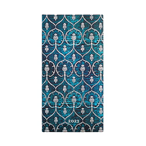 Paperblanks Arabica 12 Month Diaries 2023, Blue, Horizontal - Slim (180 x 95) 160p