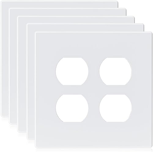 Miniatura 1 de ELEGRP Placas de pared dúplex sin tornillos de 2 segmentos, cubierta frontal termoplástica irrompible de tamaño mediano para toma de corriente