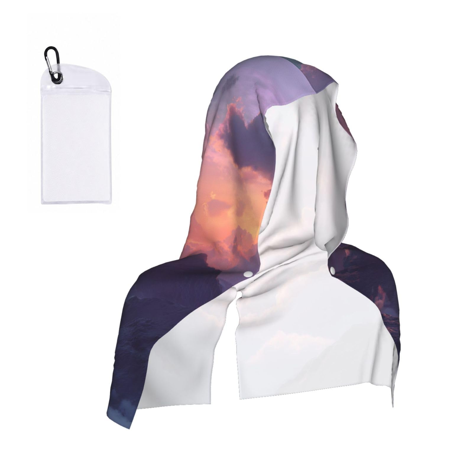 WXWJSHMGC Sea Of Clouds Print Cooling Hoodie Towel, Cooling Towels For Neck And Face Sun Protection Instant Cool Hoodie(Sport/Camping/Work Out/Hot Weather)