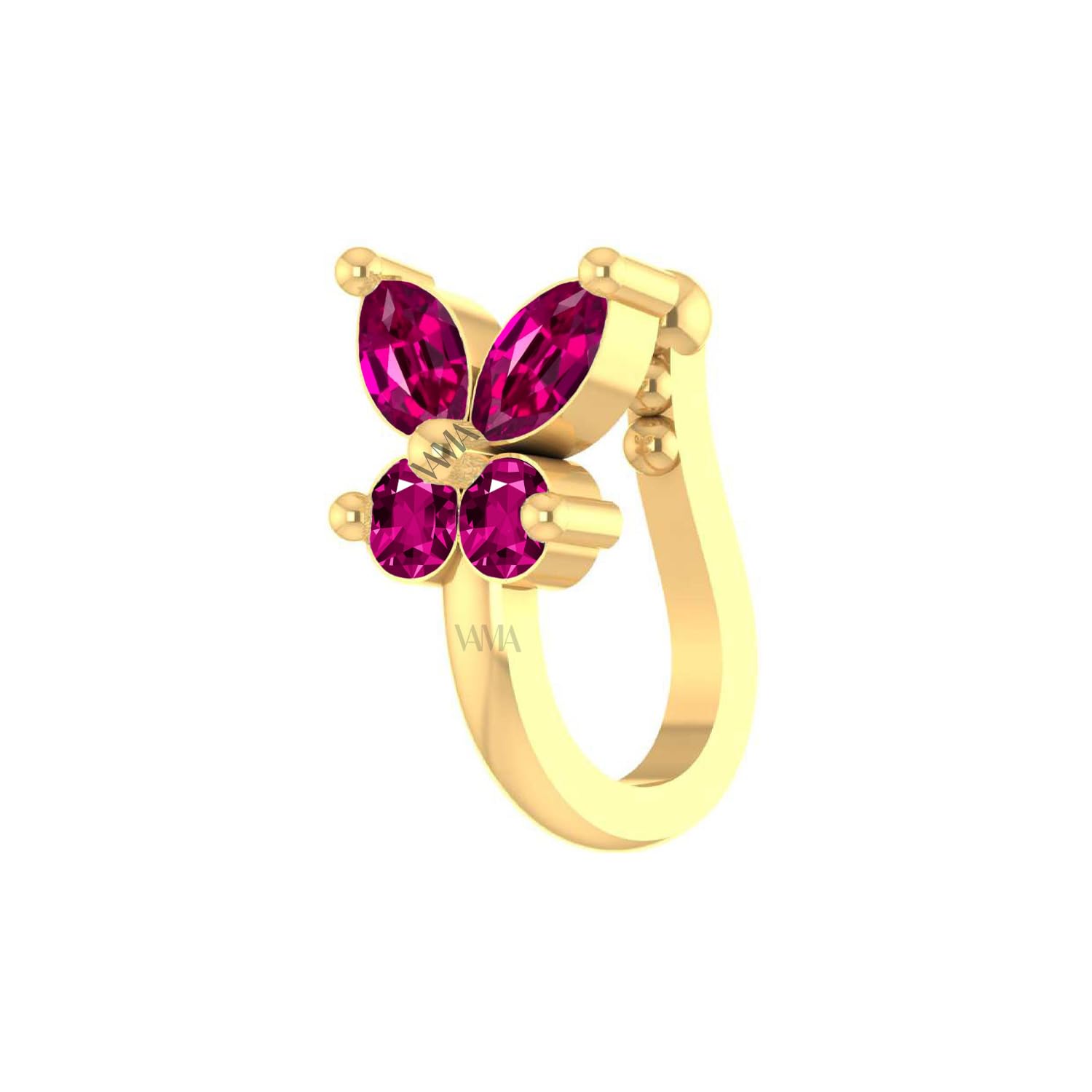 VAMA FASHIONS Butter Fly Design Ruby Stone Clip On Nose Pin Non Piercing Pressing Nose Ring Stud for Women & Girls (B0DDC4T499) Amazon Price History, Amazon Price Tracker