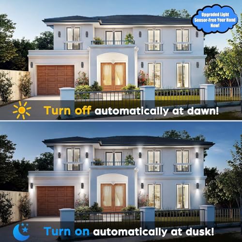Image of TOBUSA Black Exterior Lighting Fixtures Wall Mount Dusk to Dawn, Modern Outdoor Wall Lights for House Waterproof, 2-Light Up and Down Cylinder Wall Sconces for Garage Porch Outside Patio Yard, 4-Pack