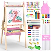 Joyooss Art Easel for Kids Easel for Toddlers,Adjustable Standing Wooden Easels Kids Whiteboard & Chalk Board Kids Dry Erase Board,Art Easel for Kids Easel for Toddlers 2-4 Years