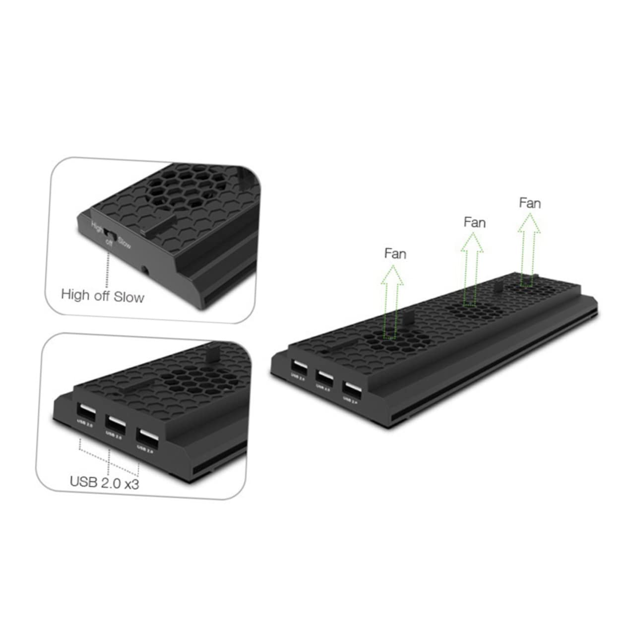 Soporte Vertical de Refrigeración para Consola de One Ventilador Triple con USB Control de Temperatura y Barra de Luz Compatible con Xbox One X para Gamers