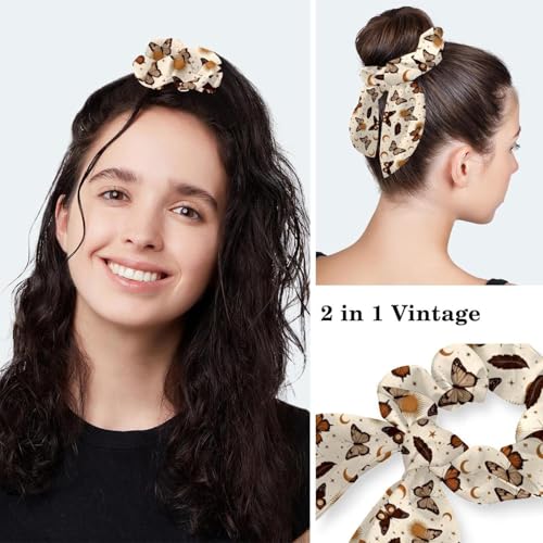 Image of Butterfly Scrub Cap Women with Ponytail & Buttons Adjustable Surgical Nurse Hat with Cotton Sweatband for Long Hair