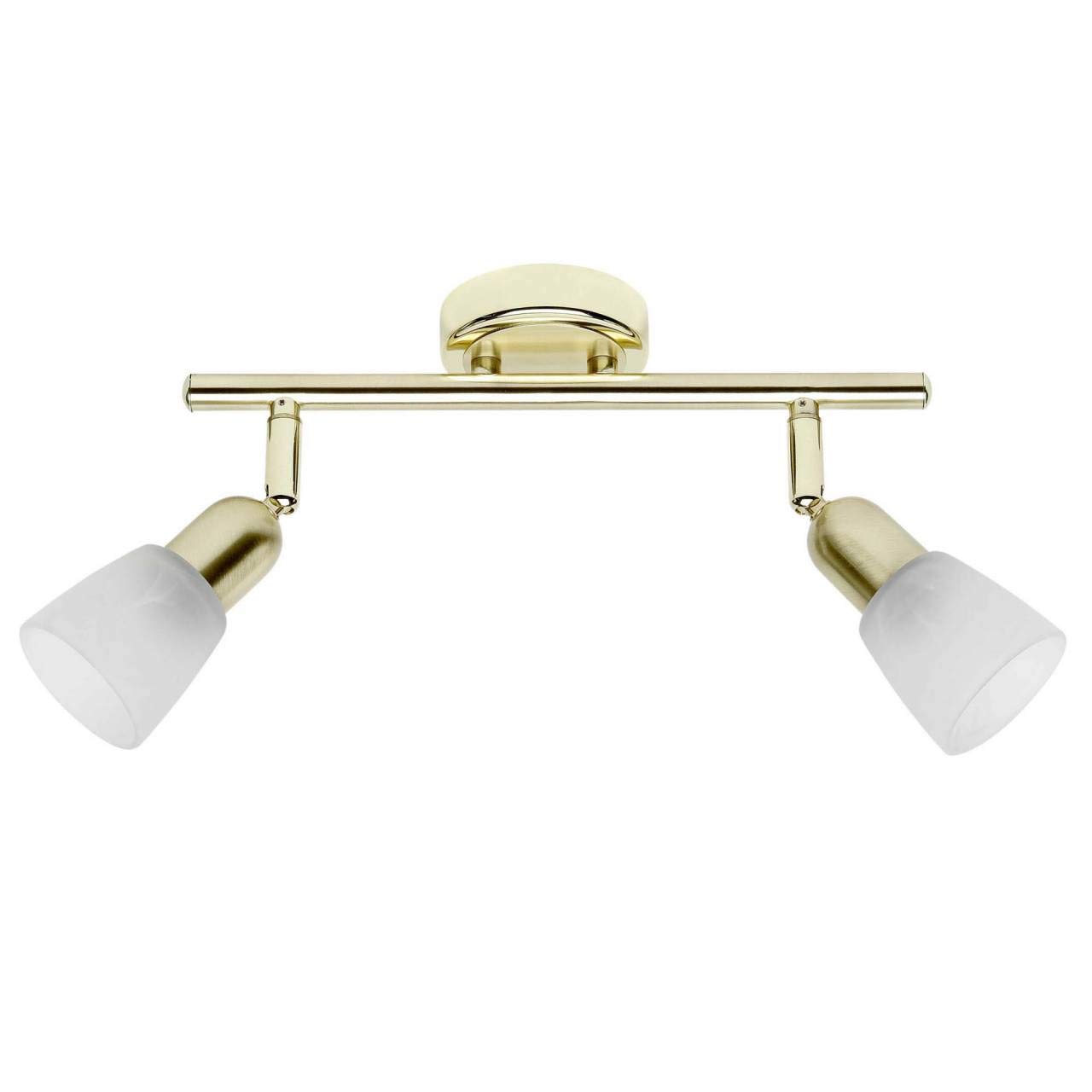 Brilliant 55313/18 Plafonnier 2 Lumières Sofia Laiton et Verre Albâtre
