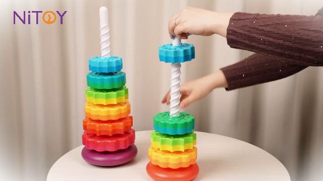 Anneaux Empilables En Bois, Tour D'empilage En Bois, Jouet De Reconnaissance Des Couleurs Apprentissage Pr Scolaire L Ducatif Pour Enfants La Maison