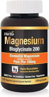 Magnesium Bisglycinate 200mg - 120 Capsules | Pure Elemental Magnesium Supplement | Magnesium Bis-Glycinate - Highly Bioavailable and Absorbable | Product of Canada | 120 Capsules