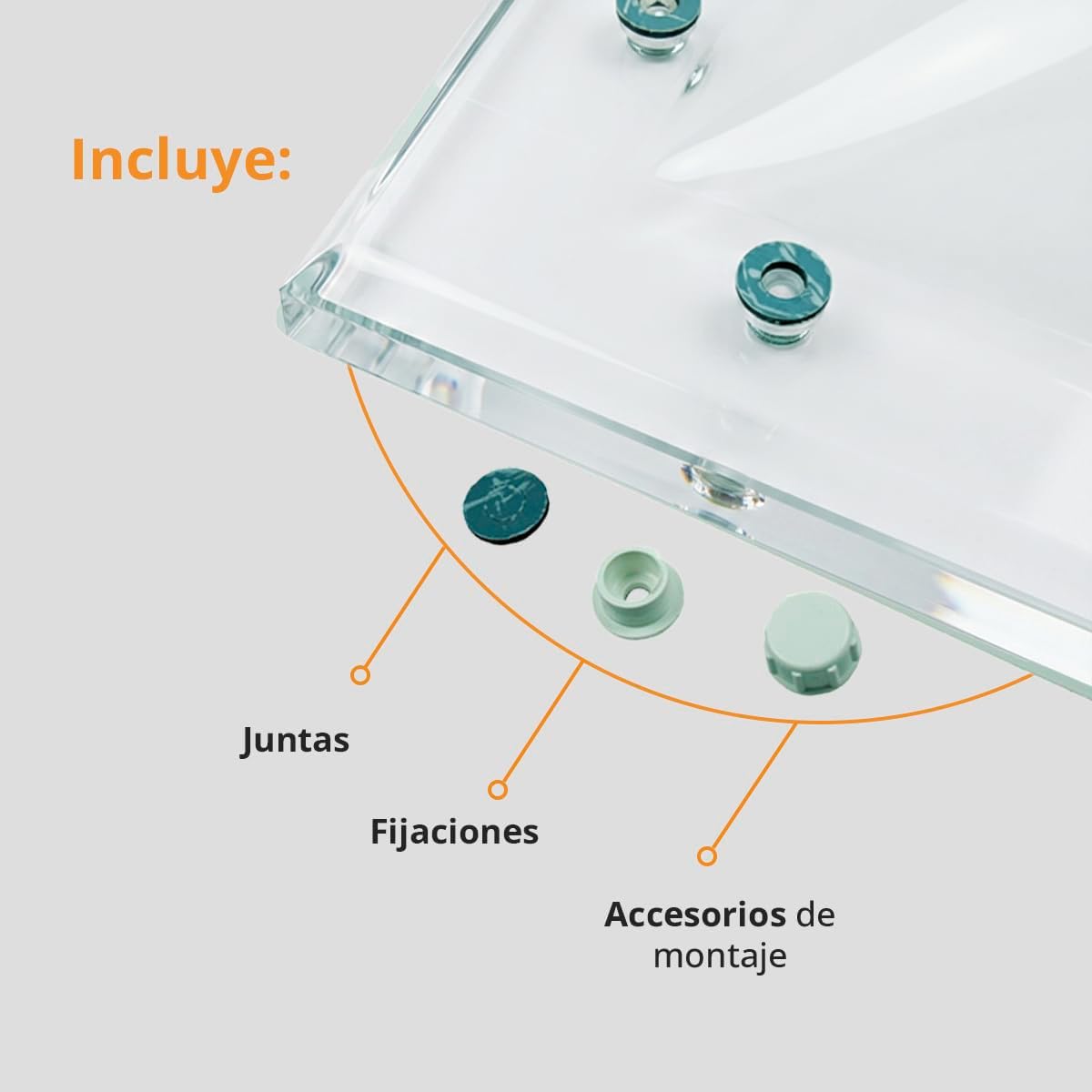 Cúpula Transparente para Claraboya techo Rectangular - Incluye Juntas, Fijaciones y Accesorios de Montaje - Tragaluz - Fabricada en Metacrilato - CxD = 40 x 70 cm - ExF = 54 x 84 cm