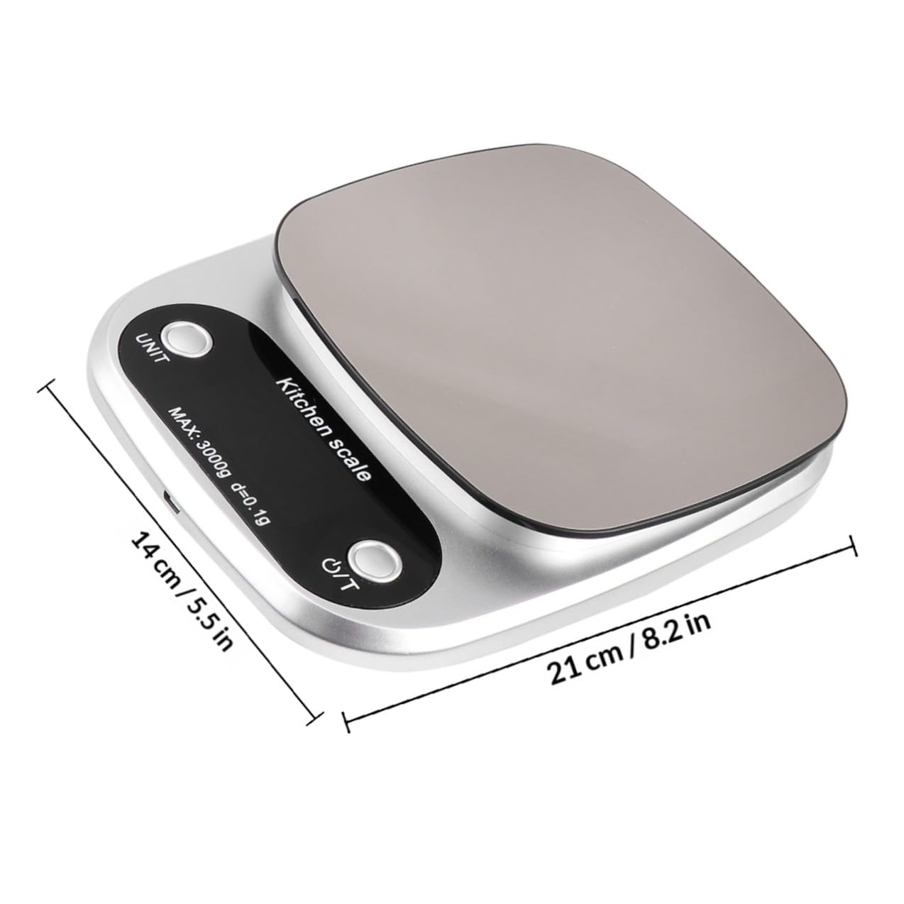 Báscula Inoxidable Kg/0, de 3 Recargable Digital Cocina 1 G de Acero