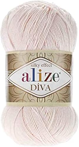 Alize Diva Silk Yarn - Hilo acrílico de microfibra para peso deportivo, hilo ligero y suave para tejer bufandas, ropa y manualidades, 1 madeja de